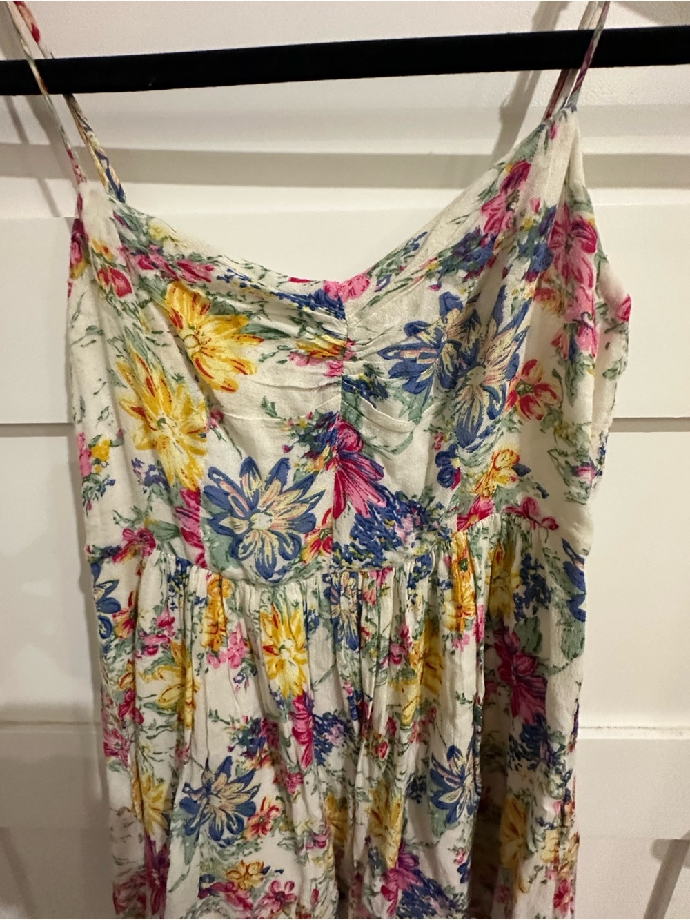 XS Lucca Couture Cream Floral Spaghetti‑Strap Dress